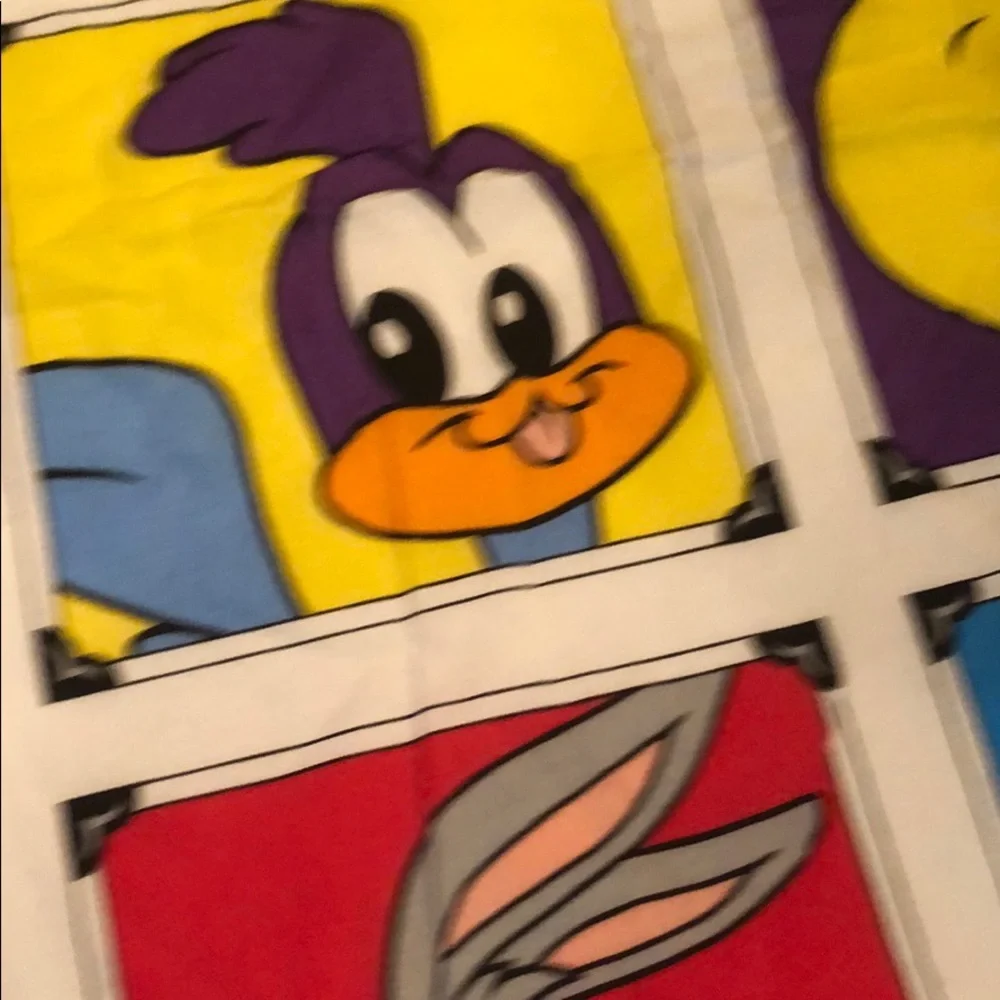 Vintage Warner Bros Looney tunes 3 Piece bedroom curtains Kids 44”W 63in L